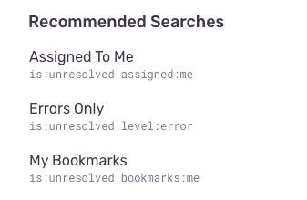 Recommended searches section in the saved searches sidebar.